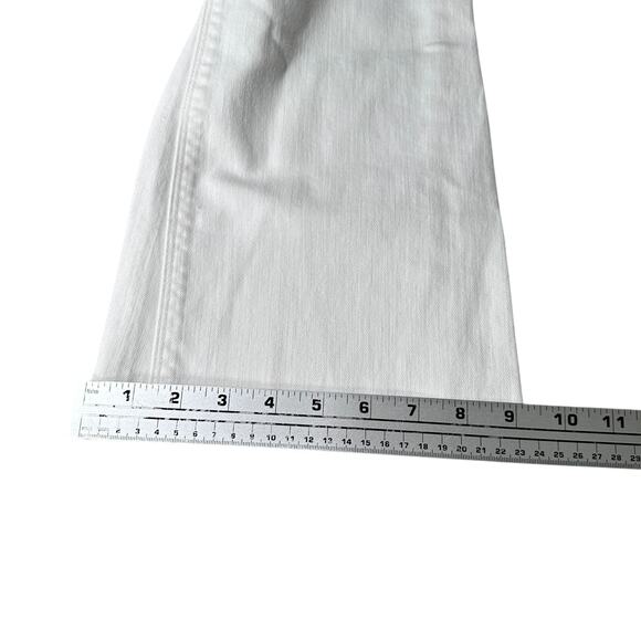Spanx Cropped Flare Denim Jeans Womens Medium White Stretch Pull On Frayed New - Picture 11 of 12